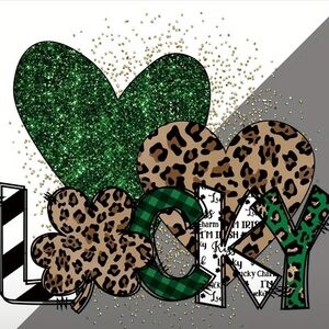 Green and Leopard Print Lucky Graphic Tee For Men Or Women